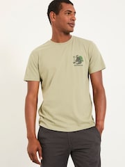 FatFace Light Green Badger Hiker Graphic Tshirt - Image 1 of 6