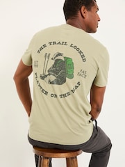 FatFace Light Green Badger Hiker Graphic Tshirt - Image 2 of 6
