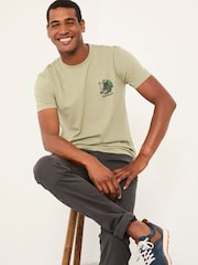 FatFace Light Green Badger Hiker Graphic Tshirt - Image 3 of 6
