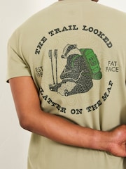 FatFace Light Green Badger Hiker Graphic Tshirt - Image 4 of 6