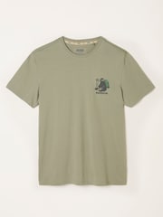 FatFace Light Green Badger Hiker Graphic Tshirt - Image 5 of 6