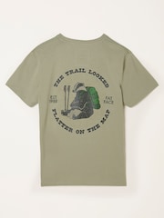 FatFace Light Green Badger Hiker Graphic Tshirt - Image 6 of 6