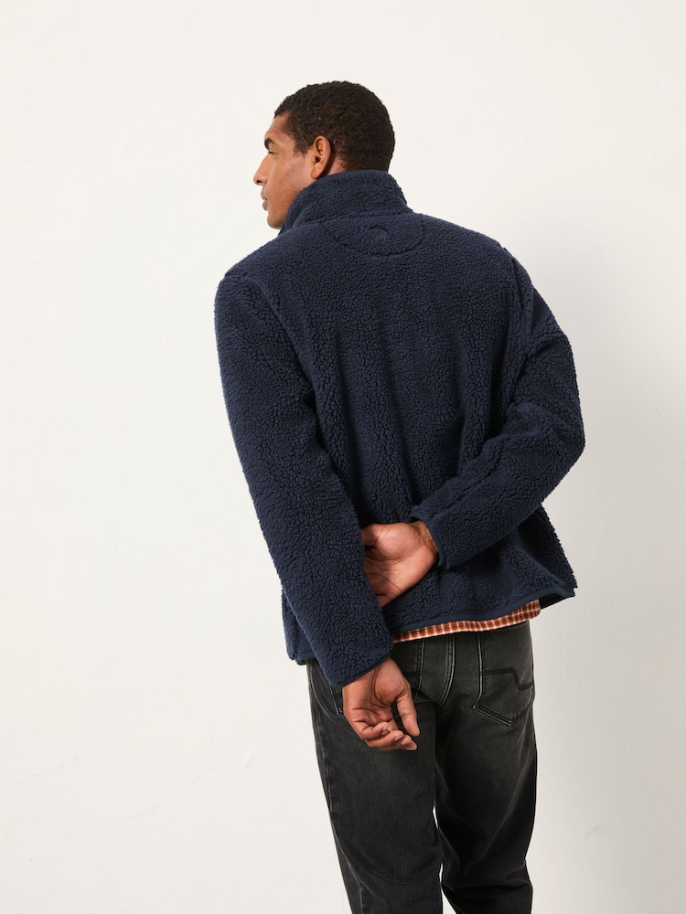FatFace Navy Plain Fleece Zip Through - Image 2 of 6 FatFace Navy Plain Fleece Zip Through - Image 2 of 6