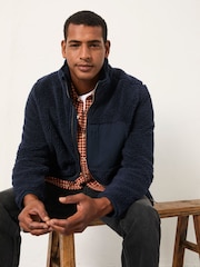 FatFace Navy Plain Fleece Zip Through - Image 5 of 6