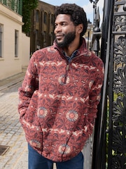 FatFace Terracotta Willow Printed Half Neck Fleece - Image 1 of 6