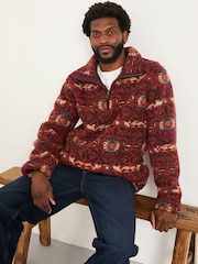FatFace Terracotta Willow Printed Half Neck Fleece - Image 5 of 6