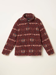 FatFace Terracotta Willow Printed Half Neck Fleece - Image 6 of 6