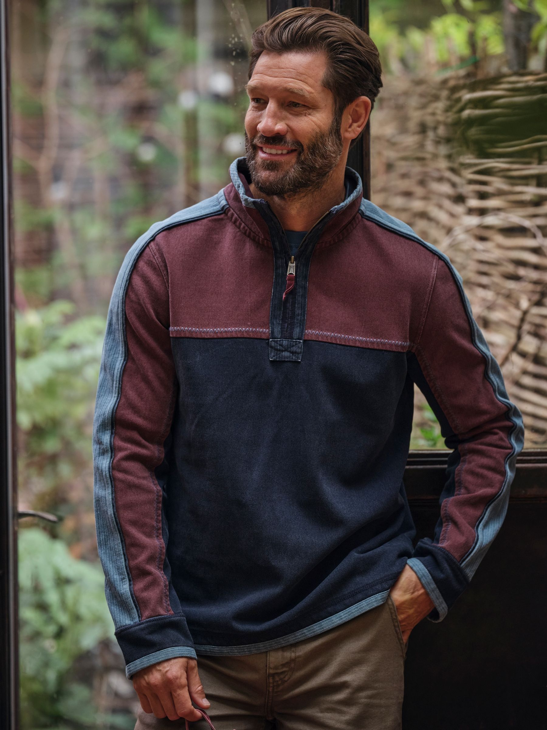 FatFace Navy Airlie Quarter Zip Sweat - Men's Cotton Pullover - Size Medium