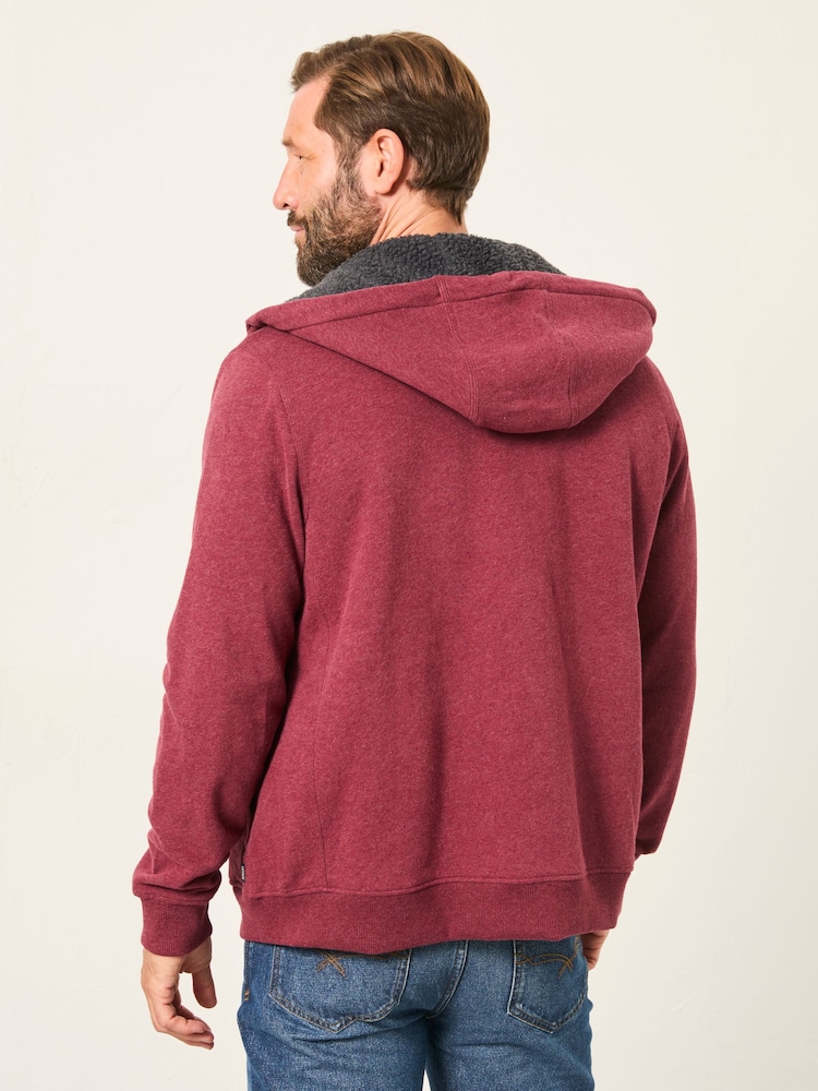 FatFace Claret Borg Lined Zip Through Hoodie - Image 2 of 6 FatFace Claret Borg Lined Zip Through Hoodie - Image 2 of 6
