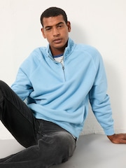 FatFace Brooke Chambray Blue Half Neck Sweat Top - Image 4 of 5