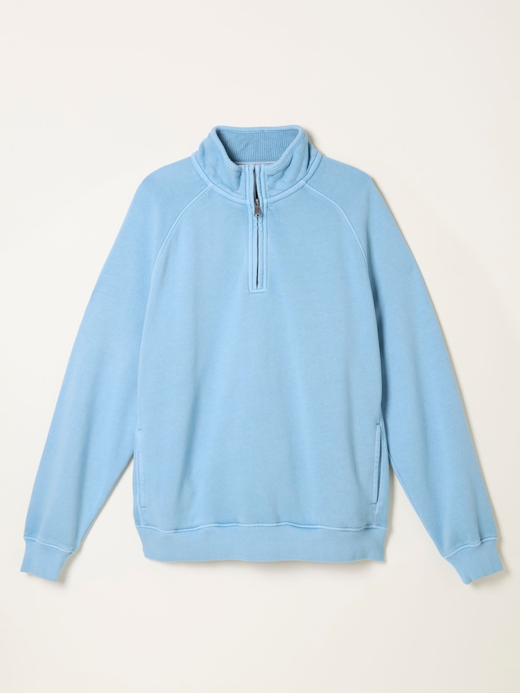 FatFace Brooke Chambray Blue Half Neck Sweat Top - Image 5 of 5