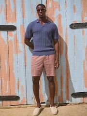 أزرق - Regular Fit Cotton Rich Short Sleeve Trophy Knit Polo Shirt - صورة 2 من 8