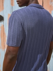 أزرق - Regular Fit Cotton Rich Short Sleeve Trophy Knit Polo Shirt - صورة 5 من 8