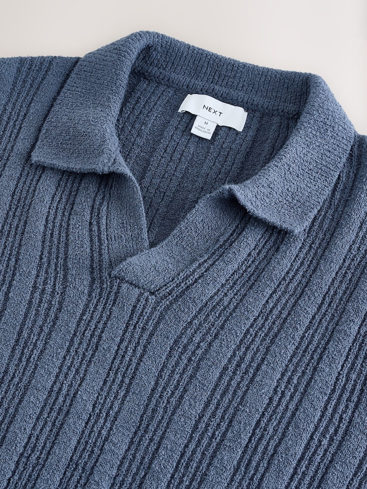 Blue Regular Fit Cotton Rich Short Sleeve Trophy Knit Polo Shirt - Image 7 of 8
