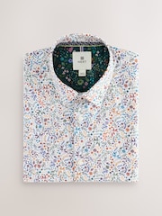 White/Multicolour Ditsy Regular Fit Short Sleeve Shirt - Image 5 of 7