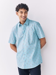 Light Blue Chilli Print Regular Fit Short Sleeve Shirt - Image 3 of 8
