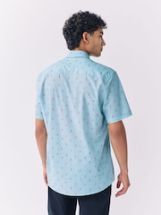 Light Blue Chilli Print Regular Fit Short Sleeve Shirt - Image 4 of 8