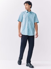 Light Blue Chilli Print Regular Fit Short Sleeve Shirt - Image 5 of 8