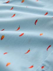Light Blue Chilli Print Regular Fit Short Sleeve Shirt - Image 7 of 8