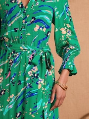 Love & Roses Notch Neck Belted Midi Shirt Dress - Imagen 2 de 4