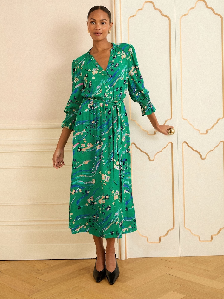 Buy Love & Roses Green Animal Print Notch Neck Belted Midi Shirt Dress from Next USA Buy Love & Roses Green Animal Print Notch Neck Belted Midi Shirt Dress from Next USA