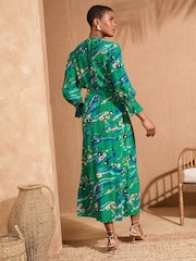 Love & Roses Notch Neck Belted Midi Shirt Dress - Imagen 4 de 4