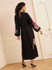 Love & Roses Black Floral Embellished Midi Dress - Image 3 of 4