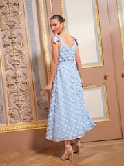 Love & Roses Blue Petite Tie Shoulder Midi Dress - Image 3 of 4