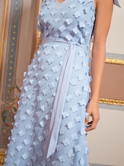 Love & Roses Blue Petite Tie Shoulder Midi Dress - Image 4 of 4