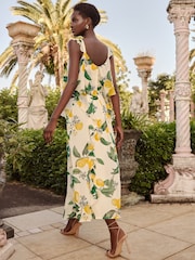 Love & Roses Buttermilk Petite Lemon Printed Ruffle Midi Dress - Image 2 of 4