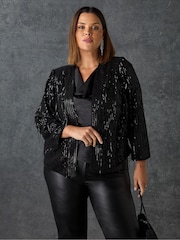 Live Unlimited Black Sequin Fringe Jacket - Image 1 of 4