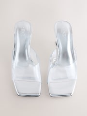 Silver Forever Comfort® Square Toe Vinyl Wedge Mules - Image 2 of 5