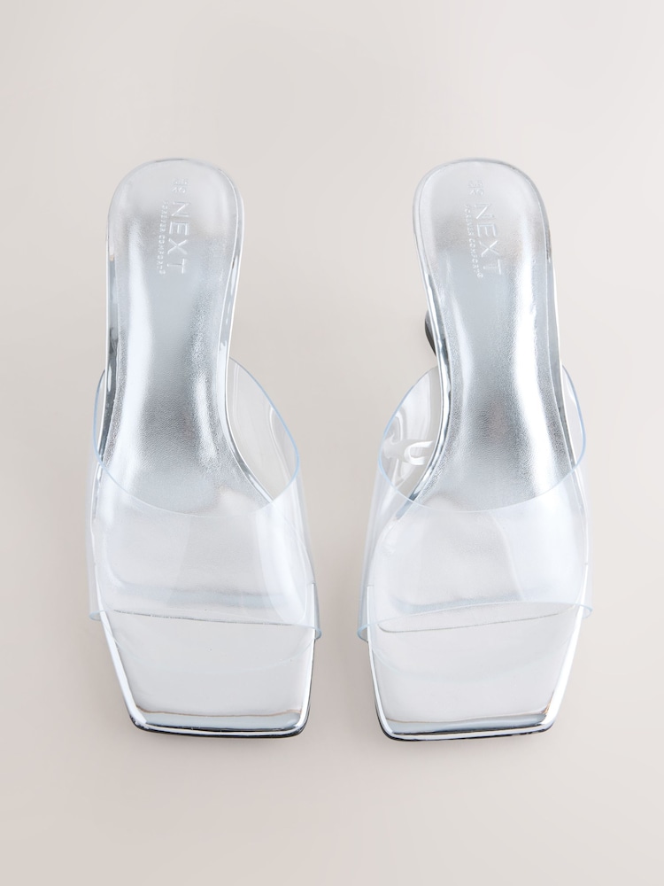 Silver Forever Comfort® Square Toe Vinyl Wedge Mules - Image 2 of 5