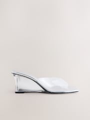 Silver Forever Comfort® Square Toe Vinyl Wedge Mules - Image 3 of 5