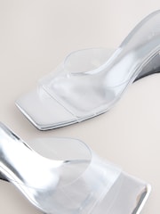 Silver Forever Comfort® Square Toe Vinyl Wedge Mules - Image 5 of 5