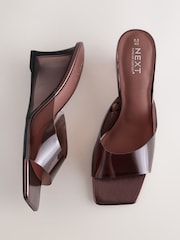 Chocolate Brown Forever Comfort® Square Toe Vinyl Wedge Mules - Image 1 of 5