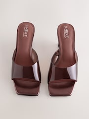Chocolate Brown Forever Comfort® Square Toe Vinyl Wedge Mules - Image 2 of 5