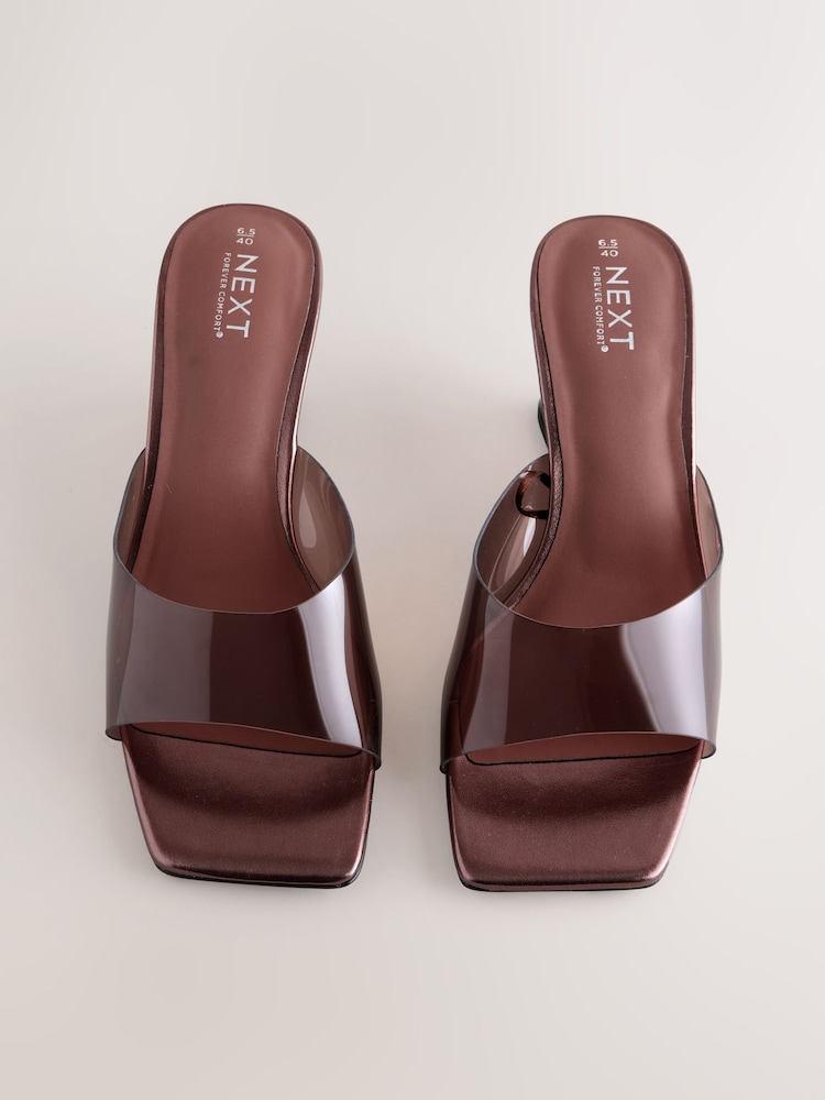 Chocolate Brown Forever Comfort® Square Toe Vinyl Wedge Mules - Image 2 of 5