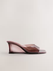 Chocolate Brown Forever Comfort® Square Toe Vinyl Wedge Mules - Image 3 of 5