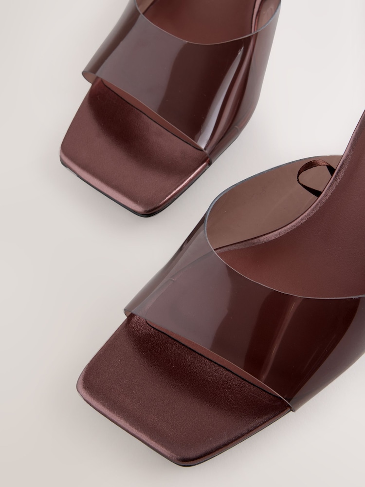 Chocolate Brown Forever Comfort® Square Toe Vinyl Wedge Mules - Image 5 of 5