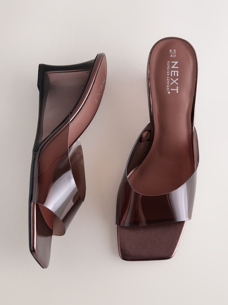 Chocolate Brown Forever Comfort® Square Toe Vinyl Wedge Mules - Image 7 of 10