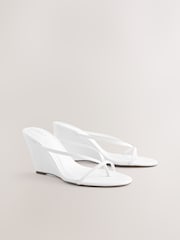 White Forever Comfort® Toe Thong Wedge Heels - Image 1 of 5
