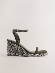 Khaki Green Forever Comfort® Square Toe Espadrille Wedge Heels - Image 1 of 5