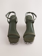 Khaki Green Forever Comfort® Square Toe Espadrille Wedge Heels - Image 2 of 5
