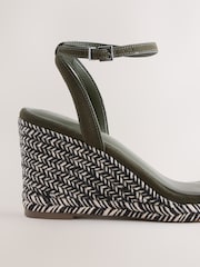 Khaki Green Forever Comfort® Square Toe Espadrille Wedge Heels - Image 3 of 5