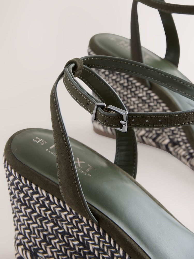 Khaki Green Forever Comfort® Square Toe Espadrille Wedge Heels - Image 5 of 5