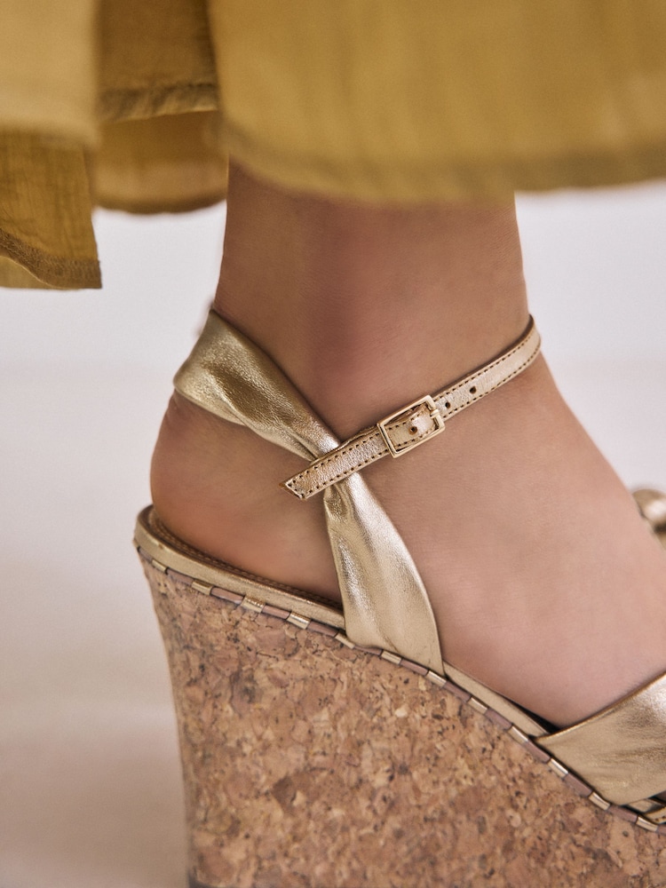slim fit dress slacks AZALEA WANG JUNIUS GOLD EMBELLISHED WEDGE SANDAL  AKIRA