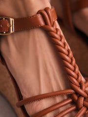 Tan Brown Forever Comfort® Plaited Strappy Wedge Heels - Image 4 of 9