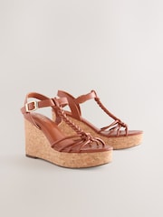 Tan Brown Forever Comfort® Plaited Strappy Wedge Heels - Image 5 of 9