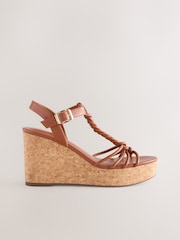 Tan Brown Forever Comfort® Plaited Strappy Wedge Heels - Image 6 of 9